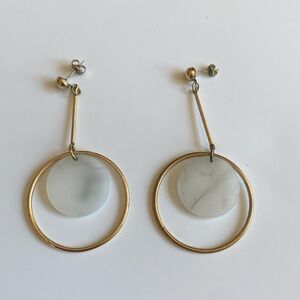 Gold and White Hoop Earrings